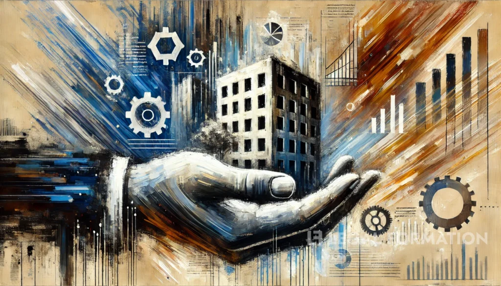 Wyoming business mans hand holding a company, representing a Wyoming LLC holding company.