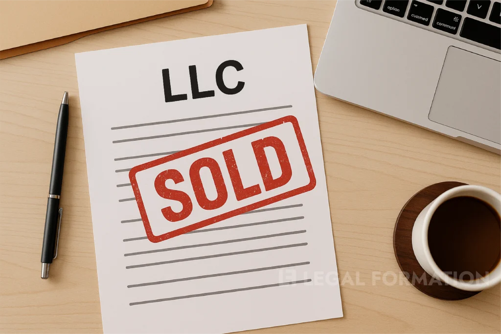LLC paperwork with a stamped on SOLD notice.