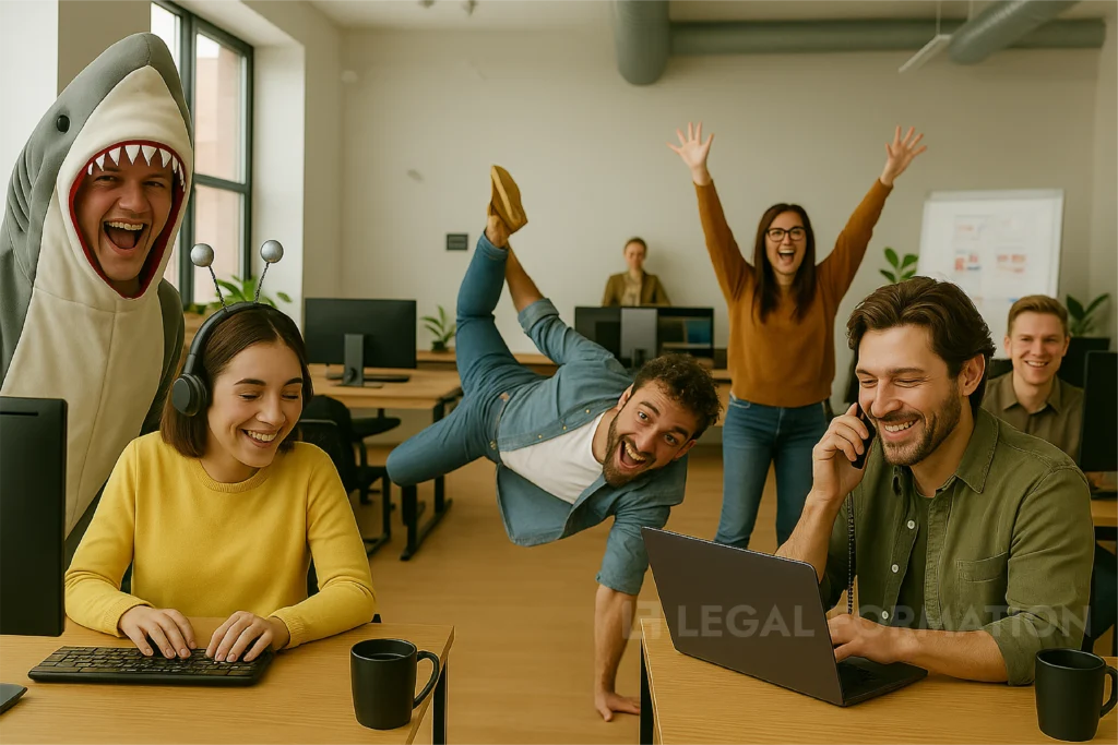 A goofy group of marketing agency employees.