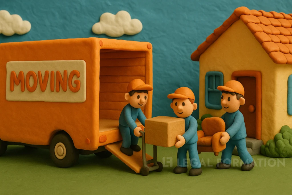 Cute clay animation of a moving company.