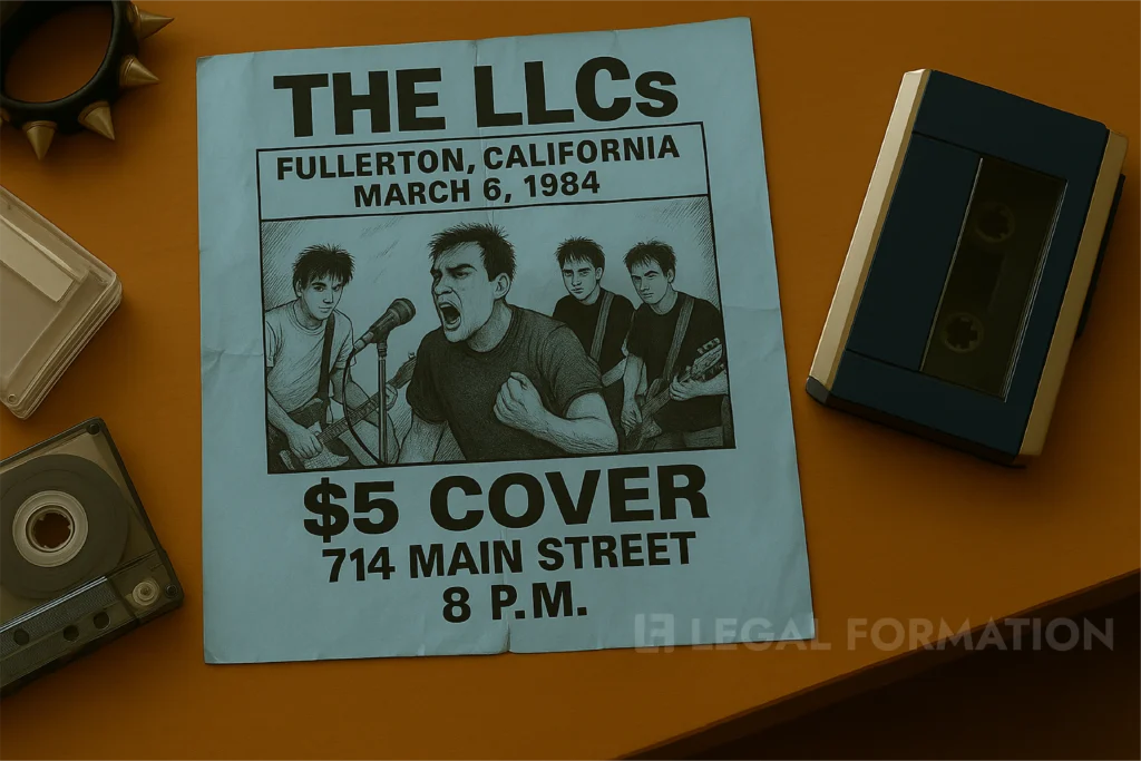 A flyer of a band owned by an LLC