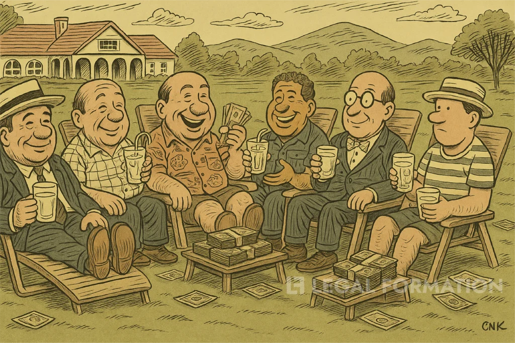A cartoon of the top business men in Wyoming.