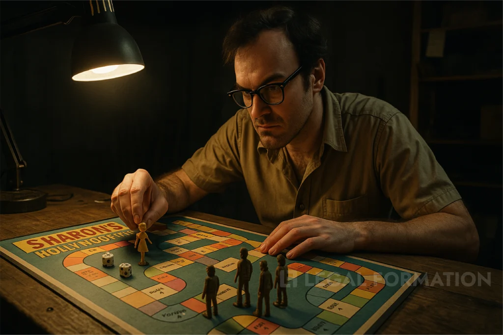 A man works on his prototype game board game.